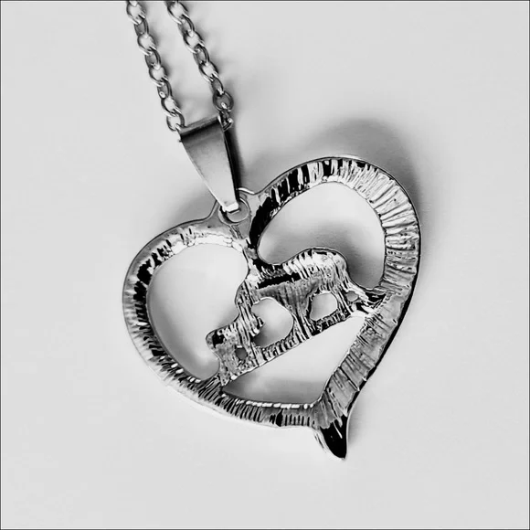 Mother's Day Gift - Mama Bear Rhinestone Silver tone Heart Charm Necklace - NWT - Picture 4 of 10